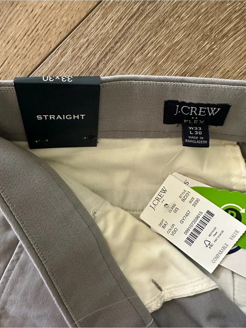 J. Crew Straight Chinos in Light Gray 33x30